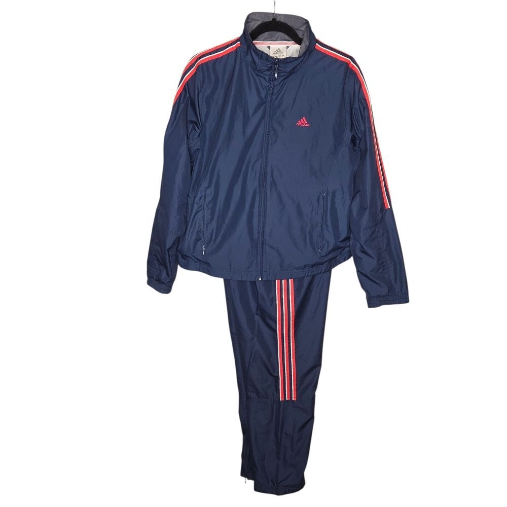 Adidas Vintage Women's Navy Red Windbreaker Tracksuit Y2k Size Large